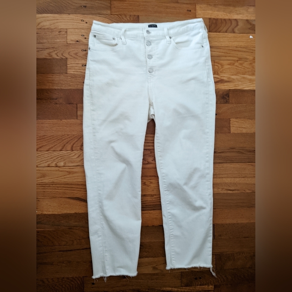 J.Crew White High Rise Vintage Straight Jeans
